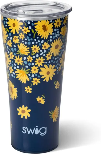Swig Life - Vaso térmico aislante de 32 onzas, taza de café para viajes con tapa, taza de café para viajes compatible con portavasos, acero Lazy