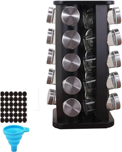 Juego de estante de especias giratorio, organizador de torre de especias de cocina para encimera o gabinete, organizador de condimentos giratorio de