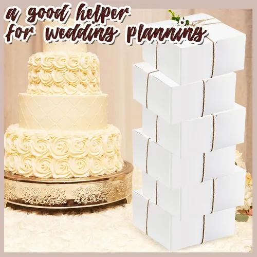 Miniatura 5 de Crtiin Juego de 8 Cajas de Regalo de 8 x 8 x 4 Pulgadas de Papel Blanco para Propuesta de Dama de Honor con Tapas para Regalos Boda Despedida
