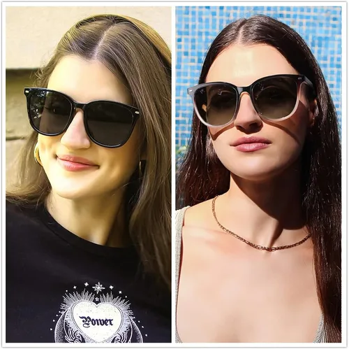 Miniatura 36 de FIMILU Paquete de 2 lentes de sol polarizados para mujer, lentes de protección UV400, montura grande, lentes de moda, elegantes