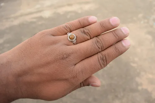 Miniatura 10 de Gemstone Ring, Handmade 925 Sterling Silver Rings for Women Girls, Natural Gemstone Ring US size 5 Solitaire Ring, Round Stone Ring, Minimalist