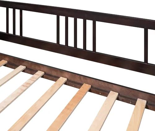 Miniatura 9 de Polibi Sofá cama de tamaño individual con dos cajones, marco de sofá cama de madera con rieles para sala de estar, dormitorio, color espresso