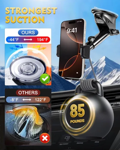 Miniatura 3 de Soporte de teléfono de construcción de grado militar para tu automóvil【Succión y clip mejorados】 Soporte de montaje para teléfono celular, soporte