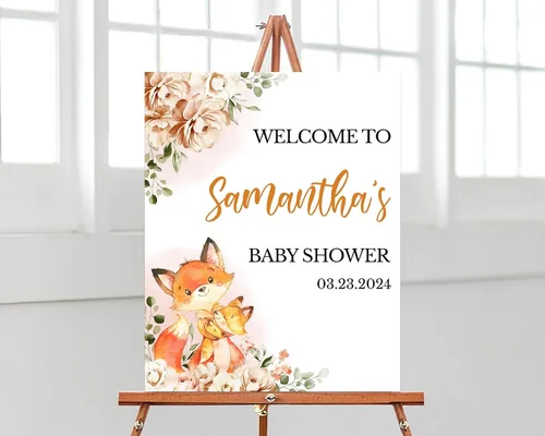 Miniatura 18 de Plantilla de letrero de bienvenida de baby shower de safari bohemio, letrero de baby shower de animales de selva editable, letrero de bienvenida