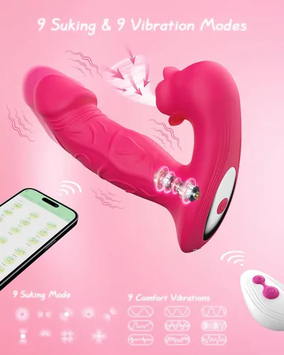 Miniatura 3 de Juguete Vibrador Rosa para Mujer, Estimulador Consolador de Succión con 9 Modos de Vibradores de Succión, Control Remoto, Estimulación del Punto G