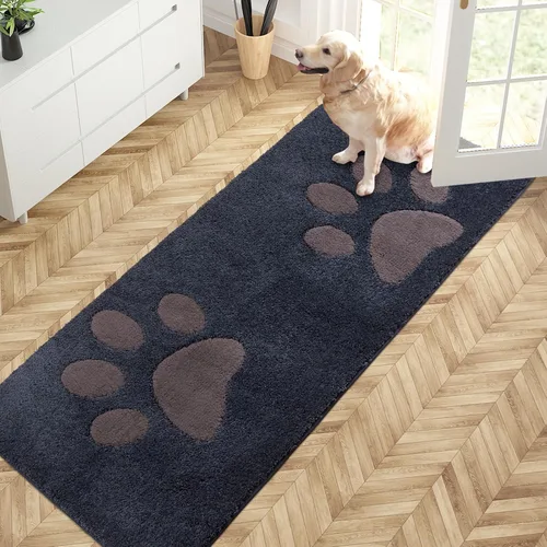Miniatura 38 de PURRUGS Tapete para puerta que atrapa la suciedad, 32 x 70 pulgadas, antideslizante, lavable a máquina, tapete de microfibra para entrada, tapete