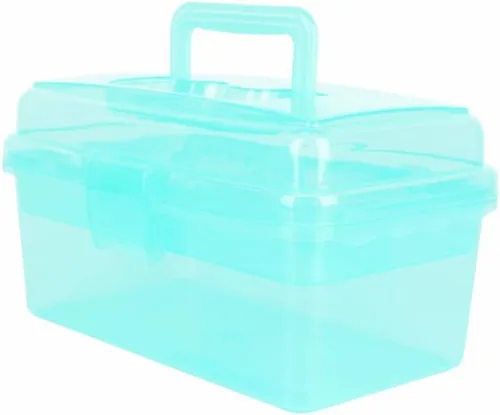 Miniatura 9 de Caja de almacenamiento de plástico multiusos con asa y cerradura de pestillo, gris transparente Transparente/Gris