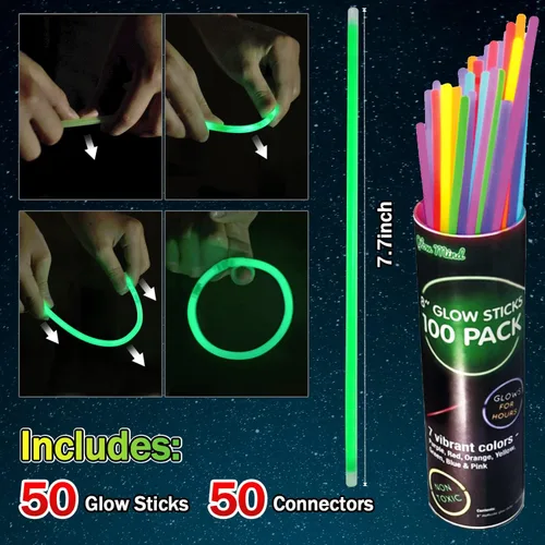 Miniatura 3 de 62 piezas de luz LED para fiesta, 12 lentes brillantes con 50 varillas brillantes, collares, pulseras con luz a granel, juguetes para Navidad