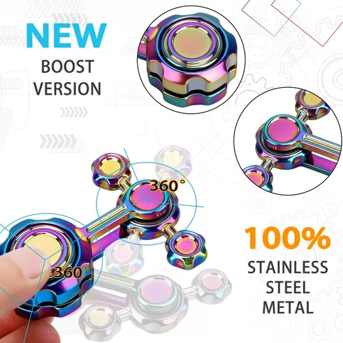 Miniatura 3 de Juguete giratorio de metal que brilla en la oscuridad, juguete antiestrés luminoso para niños y adultos, 2 brazos, juguete sensorial de escritorio