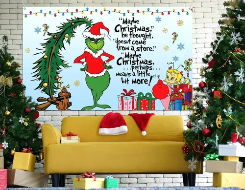 Miniatura 4 de Sunwer Telón de fondo de cabina de fotos de Feliz Navidad, elfo verde, decoración de fiesta de invierno, Navidad, interior y exterior, para colgar