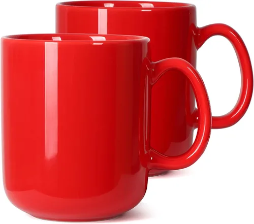 Miniatura 7 de M016 - Taza de café grande de 20 onzas, taza de té grande de cerámica con asa para papá y hombre, juego de 2, color negro