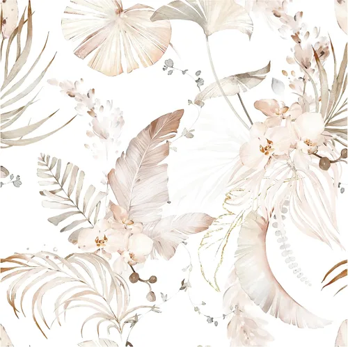 Blooming Wall Papel tapiz de pared con diseño floral de hojas tropicales rojas en acuarela para decoración de pared, 14.5 pies cuadrados/rollo