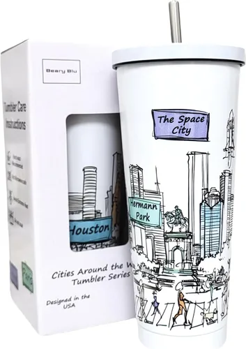 Miniatura 30 de Cities Around the World - Serie de vasos de 25 onzas – Diseñado en los Estados Unidos, vaso aislado al vacío con tapas y pajilla, taza de acero