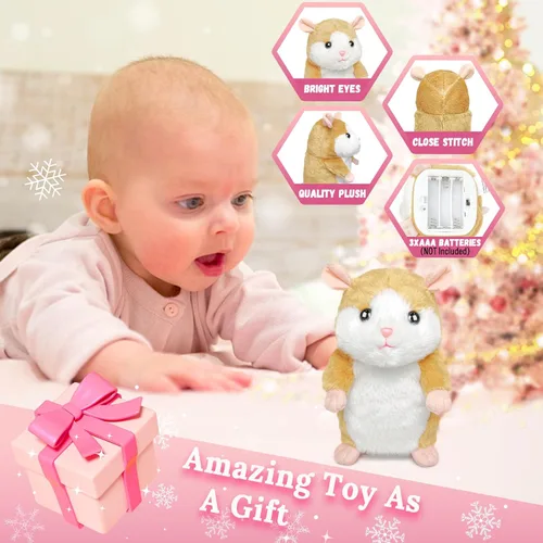 Miniatura 4 de YH YUHUNG - Hámster parlante interactivo que repite lo que dices, imita tu voz con tono agudo y asintiendo con la cabeza, peluche suave y duradero