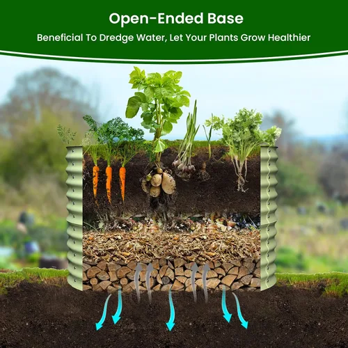 Miniatura 4 de Olle Camas de jardín elevadas de 32 pulgadas de alto, para exteriores, para verduras, cama de jardín elevada redonda galvanizada, cajas de jardín