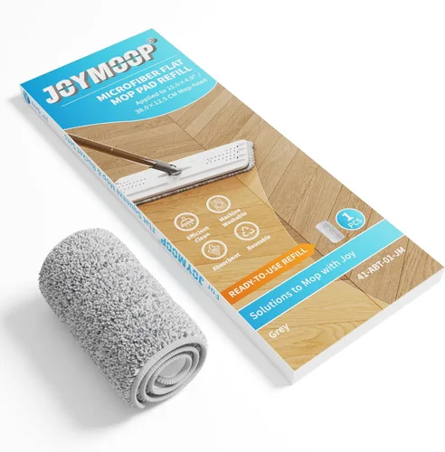 JOYMOOP Almohadilla de repuesto de microfibra para sistema de trapeador plano de 15 pulgadas, gris, 1 paquete de recarga 1 pieza 15" - 1 gris