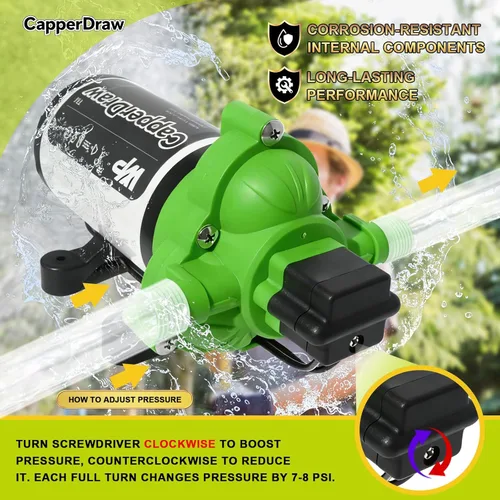 Miniatura 7 de Bomba de agua de diafragma autocebante de 110 V CA, 4.0 GPM, 50 PSI, elevación de succión de 10 pies, cabezal máximo de 100 pies, interruptor