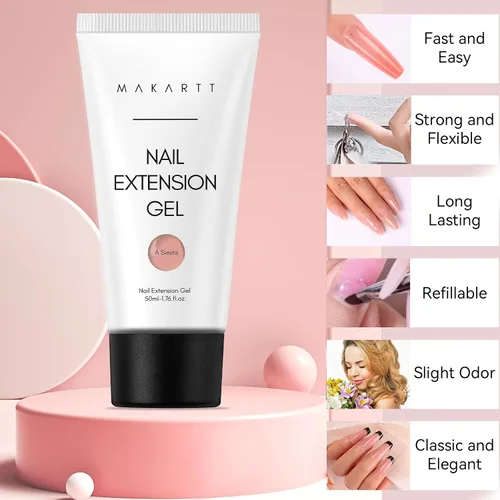 Miniatura 5 de Makartt - Gel de uñas de polietileno, 1.7 oz (50 ml), fortalecedor, constructor, extensión, gel de color p/todas las estaciones, modelado 3D, larga