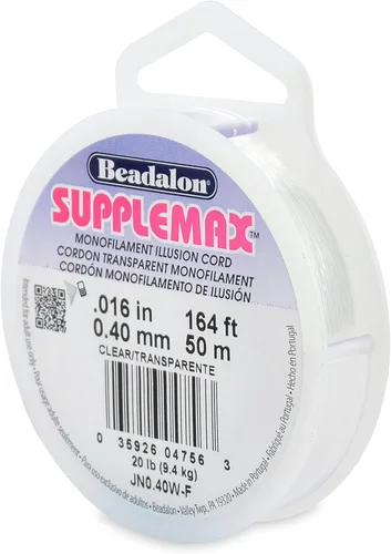 Beadalon SuppleMax - Cable de cuentas ilusión, 0.016 in / 0.016 pulgadas, monofilamento transparente, 164.0 ft / 164 pies