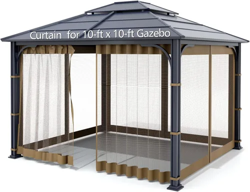 Miniatura 3 de Wonwon Gazebo Mosquitera de Repuesto Universal para Exteriores Toldo de 4 Paneles de Paredes de Malla con Cremallera para Gazebo de 10' x 10