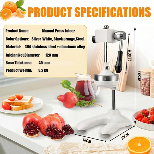 Miniatura 7 de Heavy Duty Stainless Steel Citrus Juicer Manual Press - Commercial Hand Squeezer Pomegranate juice extractor for Lemon Orange Lime Pomegranate High