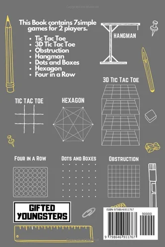 Miniatura 2 de Paper & Pencil Games For 2 Players - Travel Games for Kids in Car Activity Book for 2 Players. Tic-Tac-Toe Hangman, Dots and Boxes, Hexagon, Four in