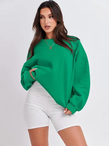 Miniatura 2 de ANRABESS Sudadera de gran tamaño para mujer, con cuello redondo, estilo Y2K, sudadera con capucha de forro polar, cómoda, camiseta informal, ropa