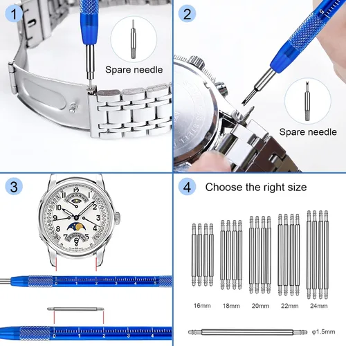 Miniatura 8 de JOREST Watch Repair Kit, for Watch Battery Replacement & Watch Link Removal and Resizing & Watch Opener, Watch Repair Screwdriver Set, Watch Wrench