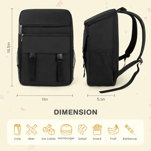 Miniatura 5 de Mochila enfriadora, 30 latas, mochila de almuerzo aislada para hombres y mujeres, bolsa térmica portátil a prueba de fugas para el trabajo, oficina