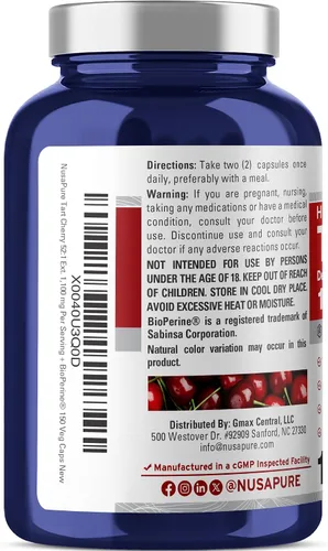 Miniatura 3 de NusaPure Cápsulas de cereza ácida, 1100 mg, 150 cápsulas vegetales (sin OMG, veganas)