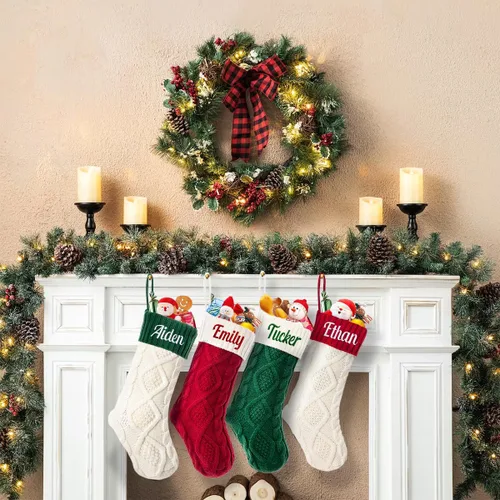 Miniatura 40 de Calcetines de Navidad personalizados para perros y gatos, calcetín de Navidad bordado con nombre personalizado en forma de pata de mascota o hueso