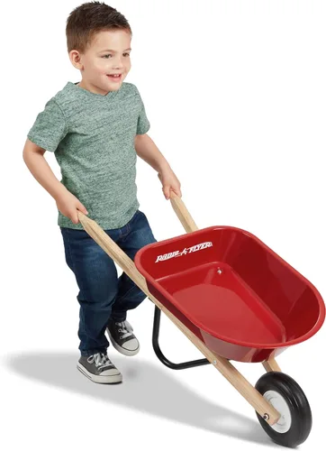 Radio Flyer Carretilla roja para niños, juguete al aire libre, carrito de jardín para niños, herramienta, equipo de juego de patio para niños