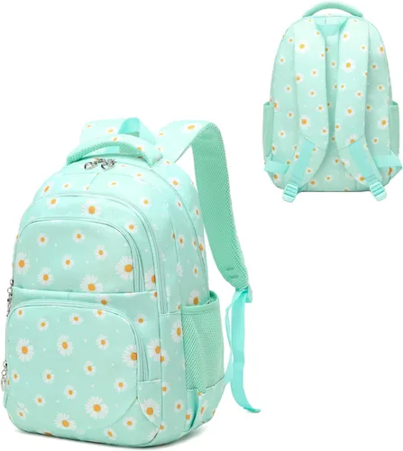 Miniatura 4 de Mochilas estampadas de margaritas para niñas con bolsa de almuerzo, estuche de lápices de 3 piezas, bolsas ligeras para libros elementales
