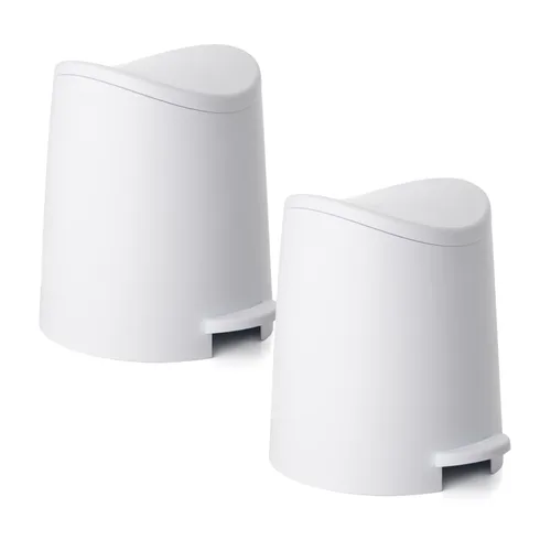 Miniatura 14 de Superio MIni - Basurero de plástico con tapa, 3 litros, color negro, moderno, curvado, con pedal de pie, mini cubo de basura de cocina, cierre