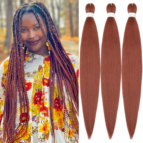 Miniatura 11 de Cabello trenzado preestirado negro natural, cabello largo trenzado de 32 pulgadas, 8 paquetes de extensiones de cabello trenzado profesional