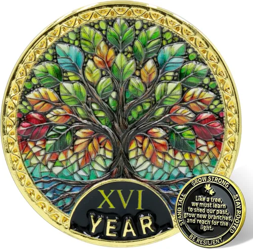 Miniatura 13 de Árbol de la resiliencia Conmemorativa Recuperación de Monedas Adicción a la Recuperación de Monedas NA AA Fichas y Medallones Moneda de desafío