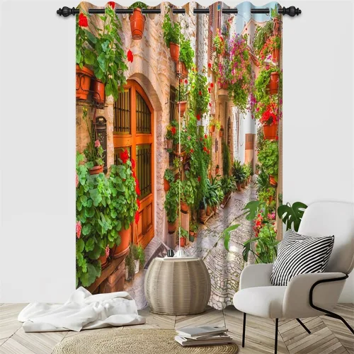 Miniatura 185 de Cortinas japonesas con pintura de tinta, monte Fuji, sol rojo, puesta de sol, hojas de bambú, cortinas de ventana para dormitorio, sala de estar