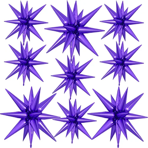 Miniatura 22 de 9 piezas de globos de estrella beige, grandes globos de papel de aluminio en forma de estrella en explosión, globos de Mylar en punta color crema