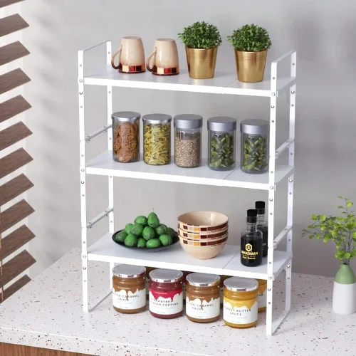 Miniatura 2 de Jojocross Estante organizador de especias apilable expandible en gabinetes, estantes de cocina, armarios de cocina, estantes apilables, despensa, 3