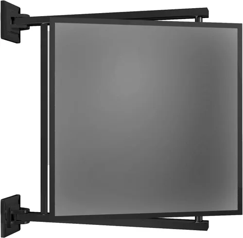 Miniatura 8 de BRIXWELL Pivot-N-Vue - Espejo rectangular con doble bisagra, acero tubular con juntas soldadas plateadas, acabado negro mate, 14 pulgadas de ancho x