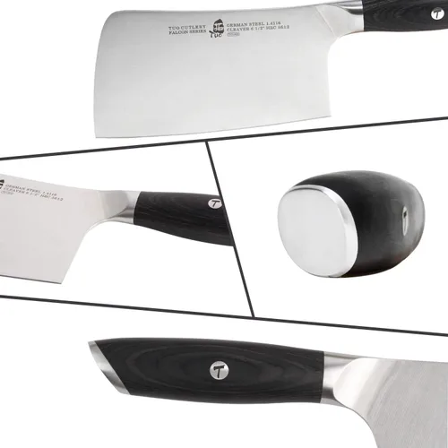 Miniatura 4 de TUO FALCON SERIES - Cuchillo de carnicero de 6.5 pulgadas para picar carne y verduras, cuchillo chino de acero de alto carbono con mango ergonómico
