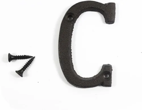 Miniatura 5 de Letras del abecedario de 3" en metal de hierro fundido decorativas, estilo clásico, para colgar letreros de pared, dirección, nombre, letrero