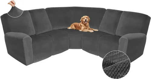 Miniatura 523 de Arfntevss Fundas de sofá seccional reclinable de terciopelo, Funda de sofá seccional de esquina para sofá reclinable, Funda elástica suave