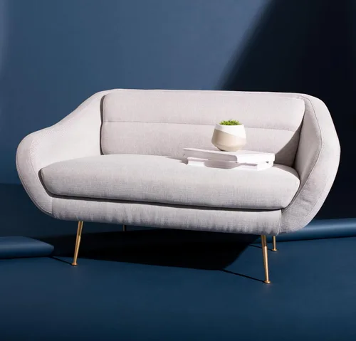 Miniatura 2 de SAFAVIEH Couture Home Collection Belladonna SFV4525A - Sofá biplaza tapizado de mediados de siglo, color gris claro, para sala de estar, dormitorio