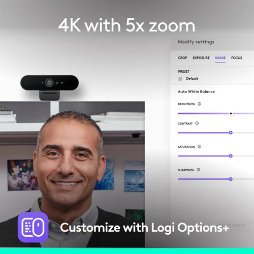 Miniatura 2 de Logitech Brio - Cámara web 4K, para videollamadas, micrófono con cancelación de ruido, corrección de luz HD automática, amplio campo de visión