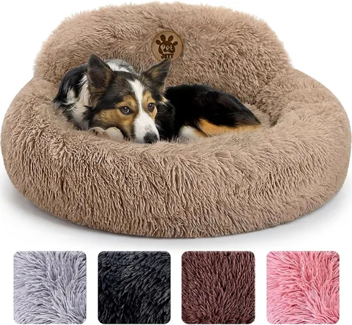 Miniatura 22 de PetJett - Cama calmante para perros pequeños, camas en forma de dona de 23 pulgadas, antideslizante y lavable, cama para mascotas de piel sintética