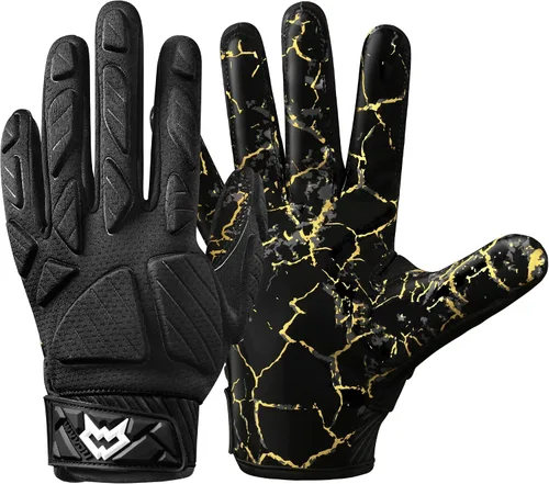 WVVOU Guantes de fútbol americano acolchados, guantes de receptor acolchados antideslizantes, guantes de línea de fútbol americano