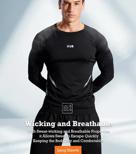Miniatura 3 de BOOMCOOL Conjuntos de entrenamiento de 5 piezas que incluyen camisa de compresión, pantalones y chaqueta con capucha para hombres, deportes al aire