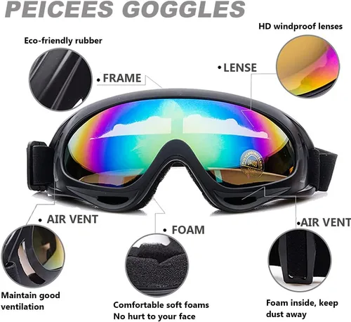 Miniatura 3 de Peicees Paquete de 4 gafas de esquí para mujeres, hombres, niños, deportes de nieve, motocicleta, snowboard