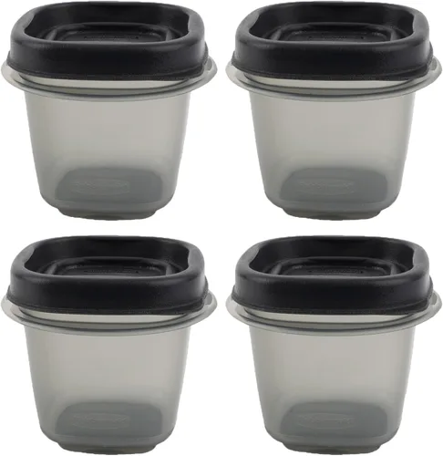 Miniatura 12 de Paquete de contenedores de almacenamiento de alimentos de 1.25 tazas, juego de 9 piezas, tapas azules fáciles de encontrar, 4 recipientes, 4 tapas